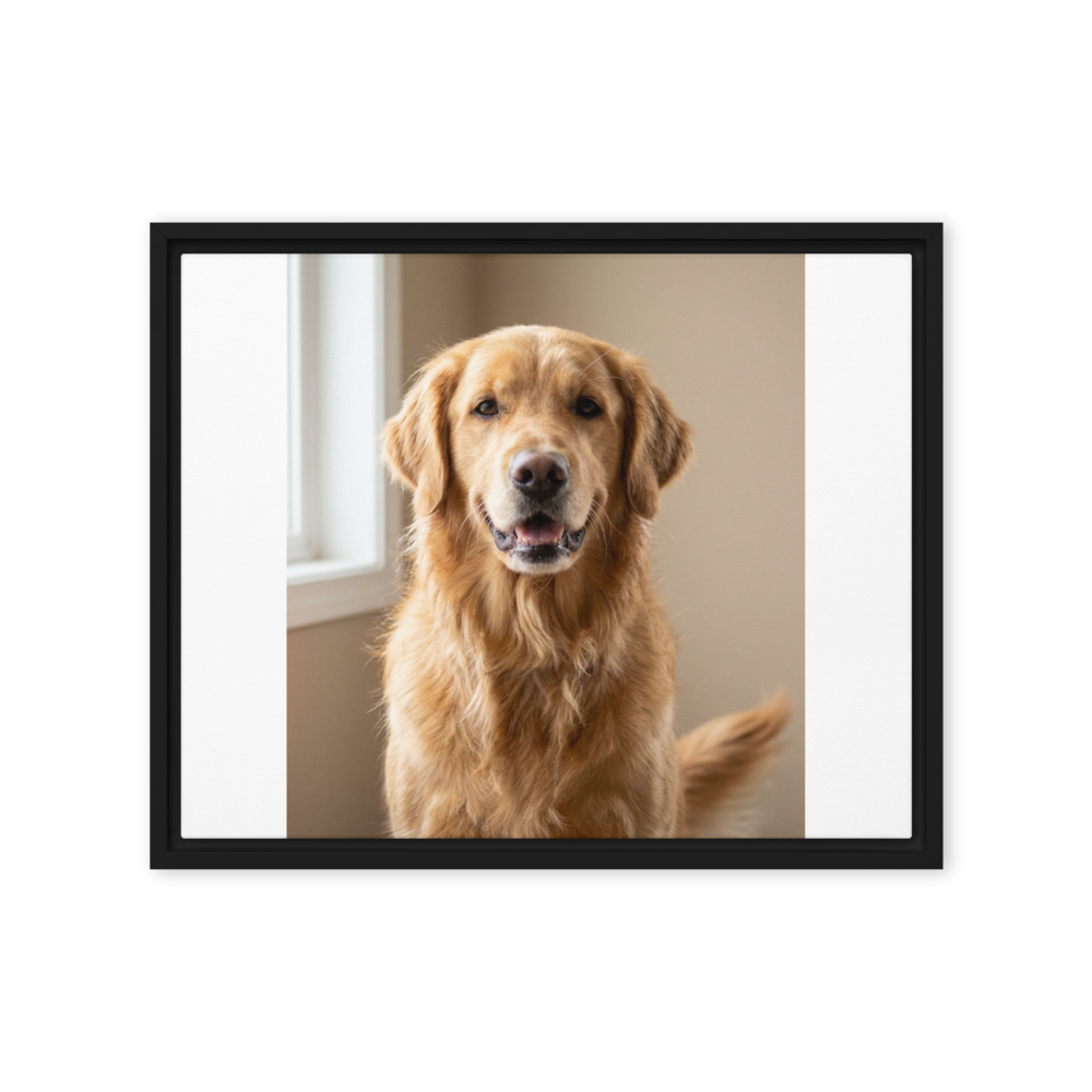 Custom Pet Photo Framed Canvas — Color: Black, Size: 16″×20″