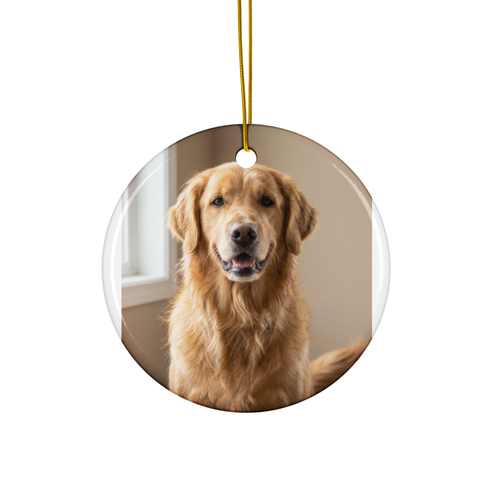 Custom Pet Photo Ceramic Ornament — Color: Default, Size: Circle