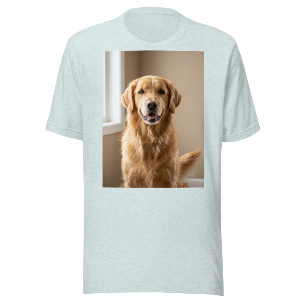 Custom Pet Photo T-Shirt, shown with an example photo