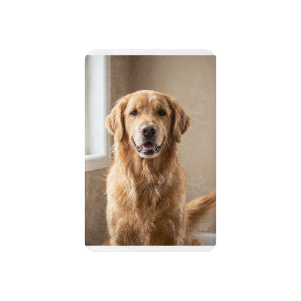 Custom Pet Photo Sherpa Blanket — Color: Tan, Size: 37″×57″