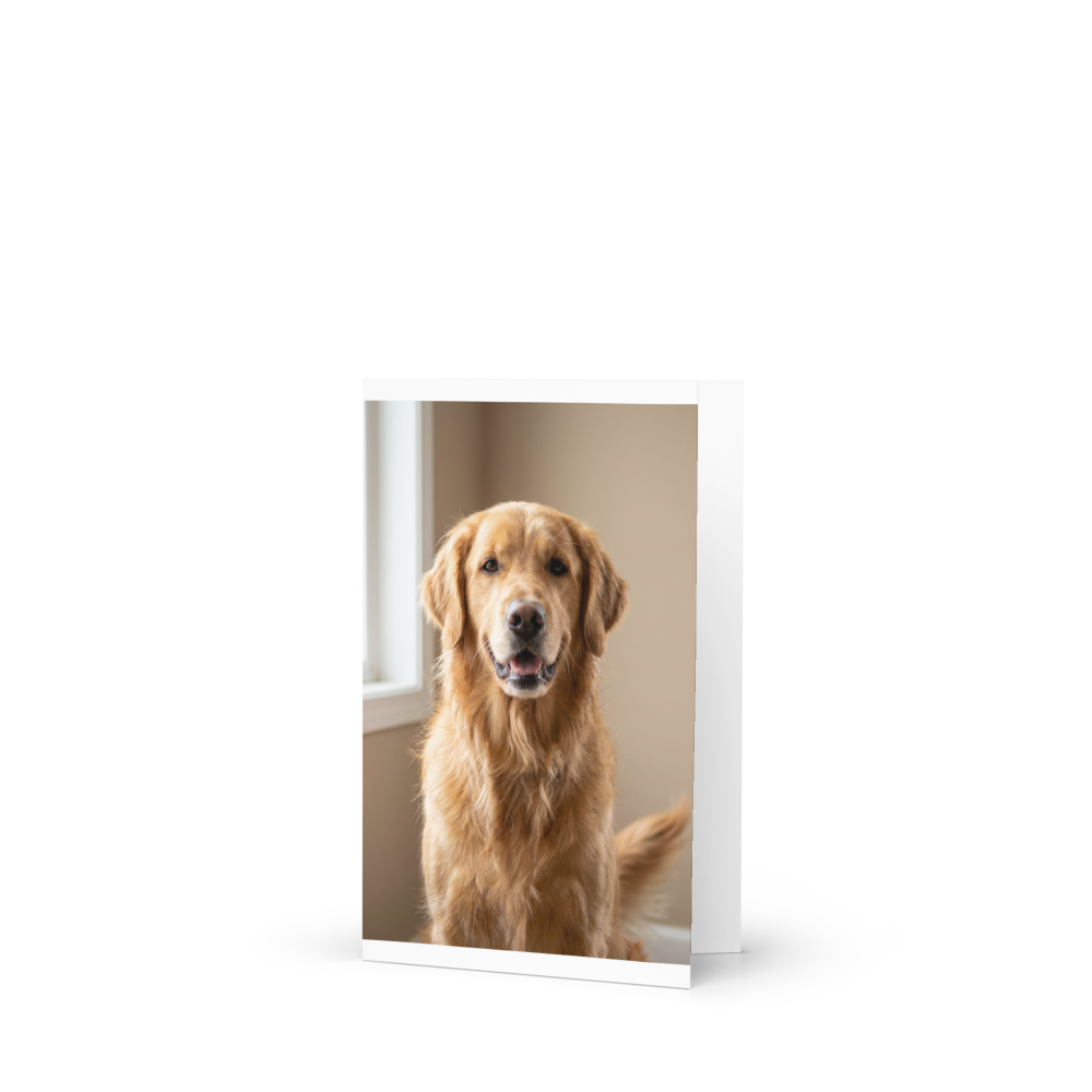 Custom Pet Photo Greeting Card, shown with an example photo